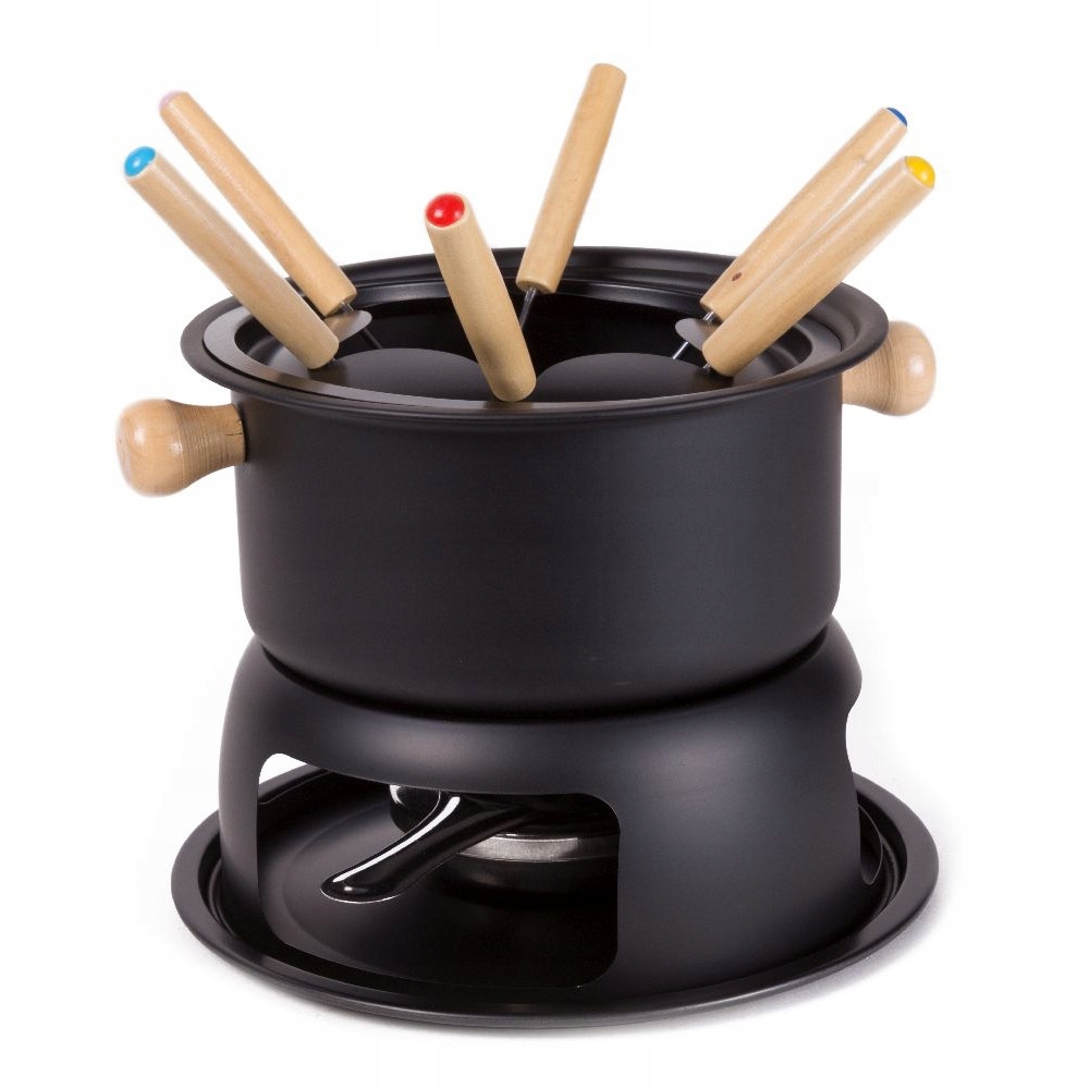 

Garnek Zestaw do Fondue 6 widelców palnik Czarny