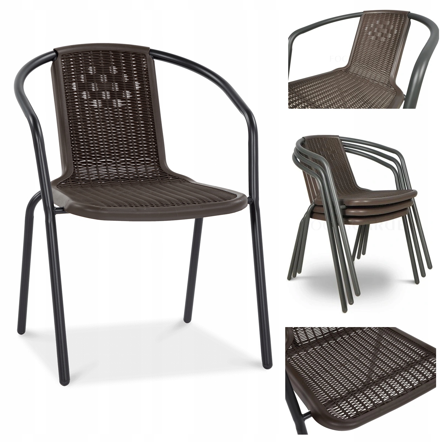 Zahradní křeslo Pohodlné Lehké Na Terasu Na Stůl Simple Černé Hnědé