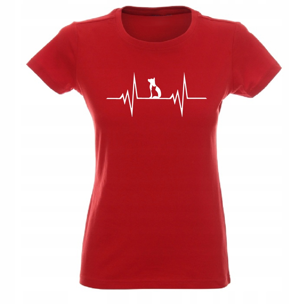 

Koszulka damska Linia Życia Pies Kot T-shirt - XL