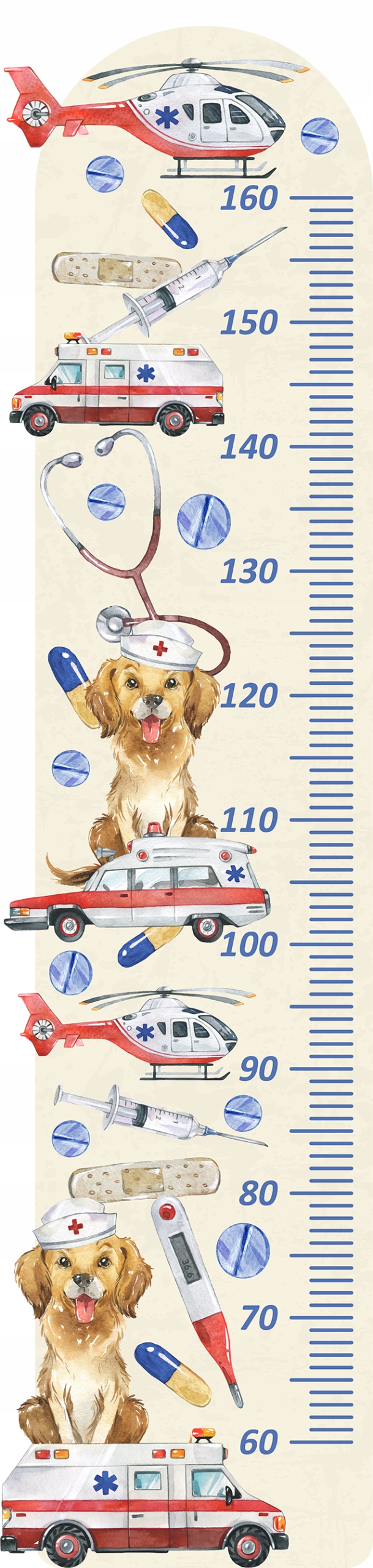 Miarka wzrostu naklejka na ścianę karetki pogotowie ratownictwo - beżowa Marka bez marki