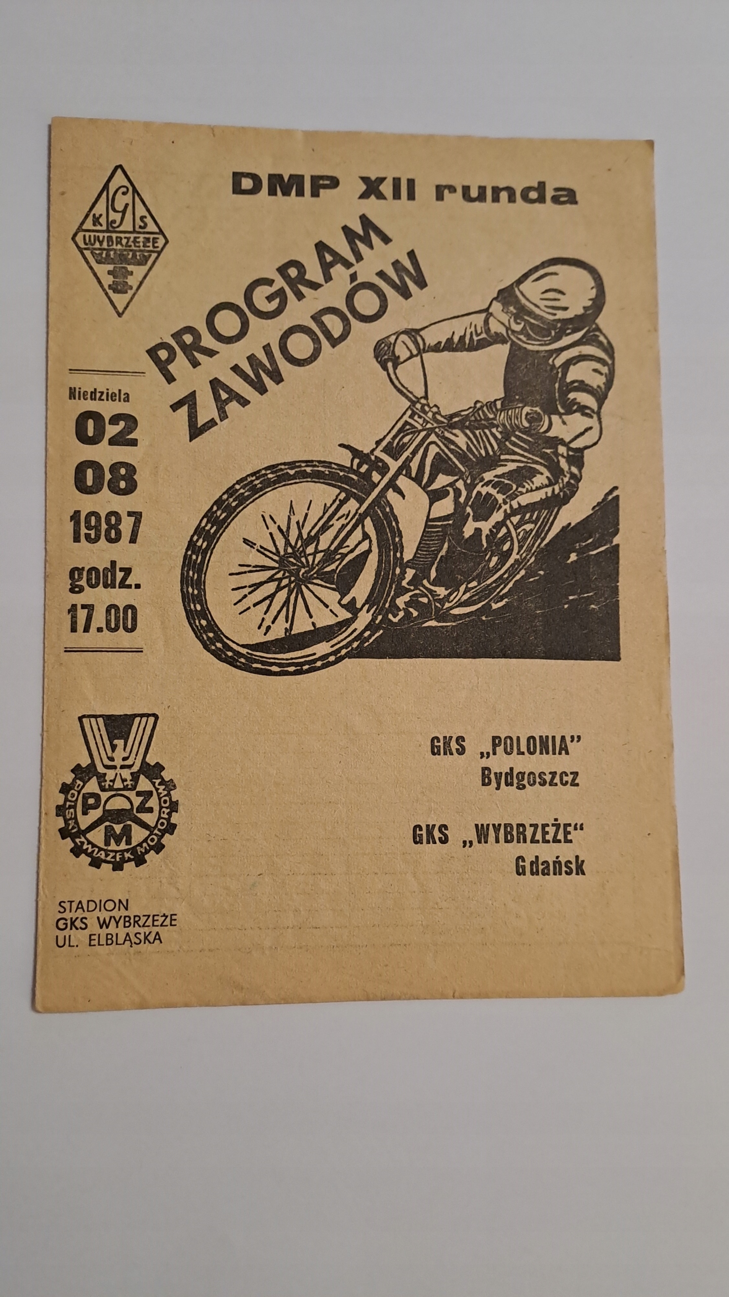 WYBRZEŻE GDAŃSK - POLONIA BYDGOSZCZ 02-08-1987 - PROGRAM ŻUŻLOWY WYPEŁNIONY