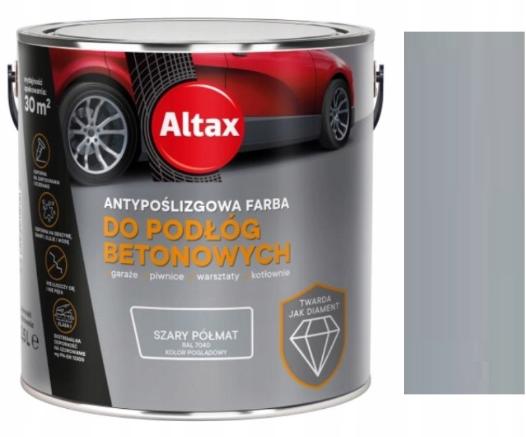 Altax Farba Antypoślizgowa Do Podłóg Betonowych Ral 7040 Szary Półmat 2.5L