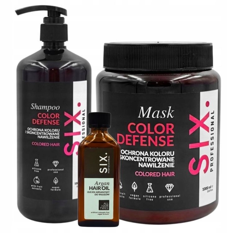 Six Color Defense Šampon Pro Barvené Vlasy 1L Maska 1L Olej 100 ML