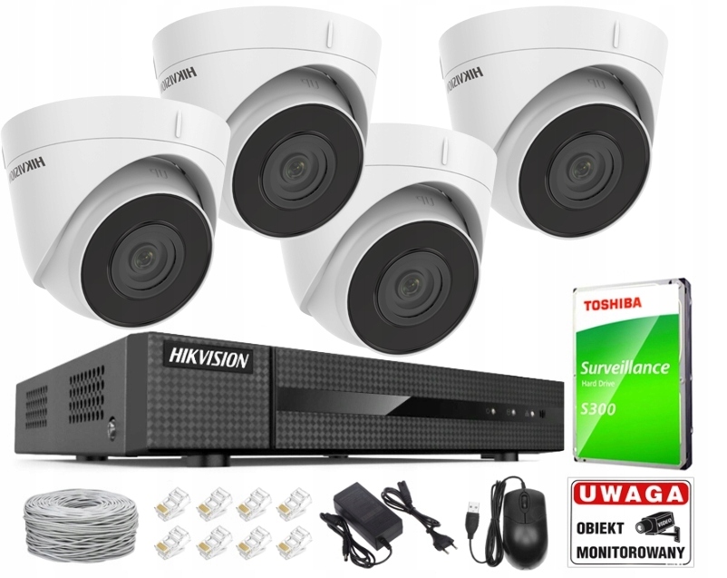 Zestaw Monitoringu Hikvision 4 Kamery 4MPx T4 PoE