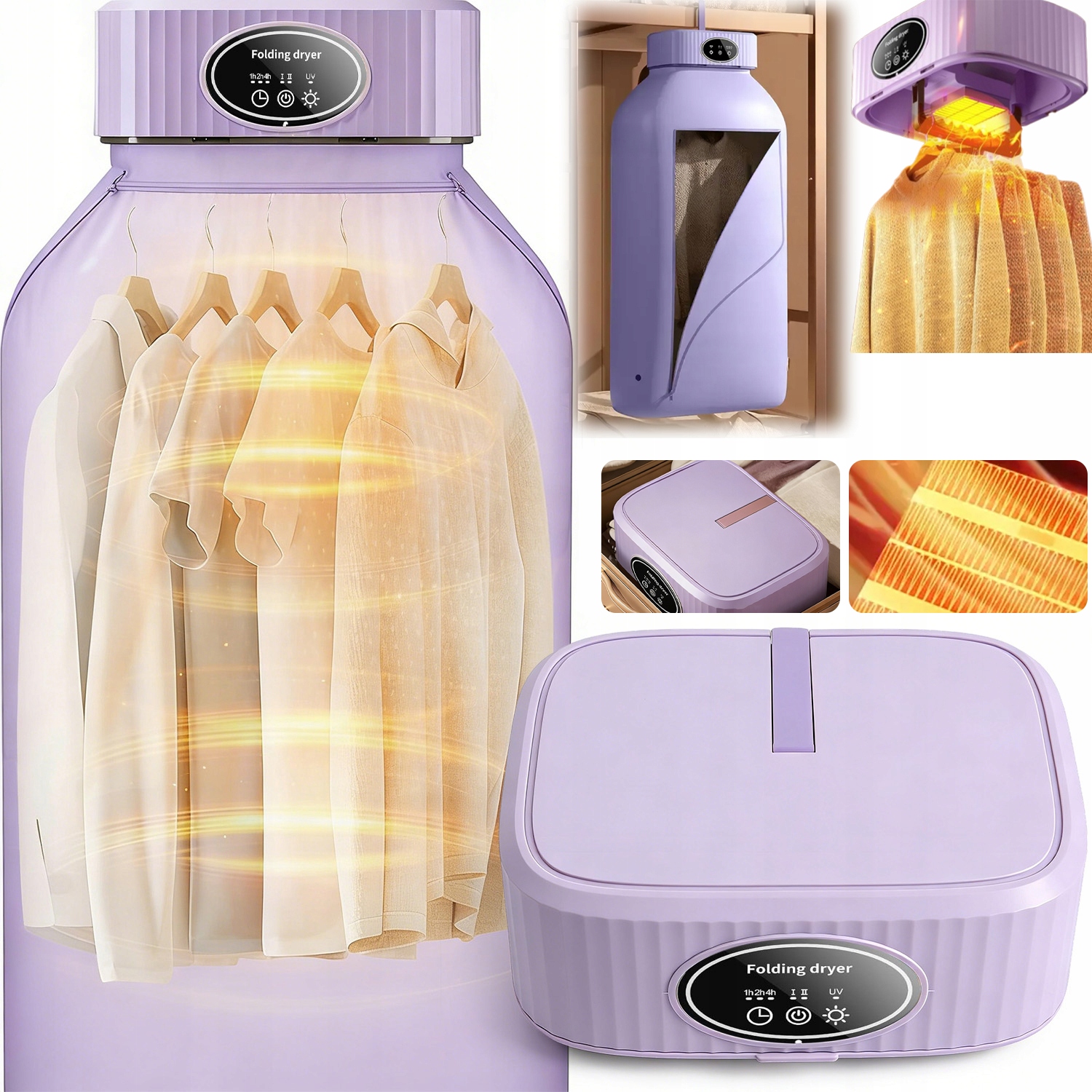 Levně Skládací Elektrická Sušák Na Prádlo 600 W 2 Nastavitelné Rychlosti S Časovačem