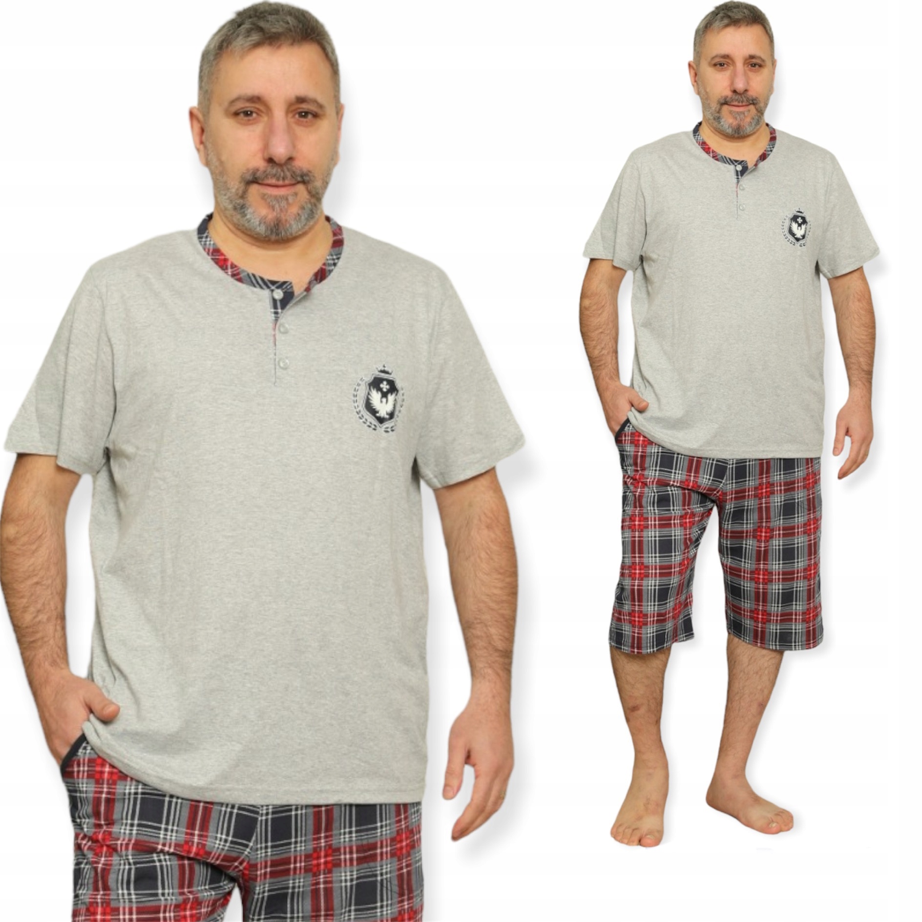 

Piżama Męska Krotki Rękaw Szorty Duże Rozmiary