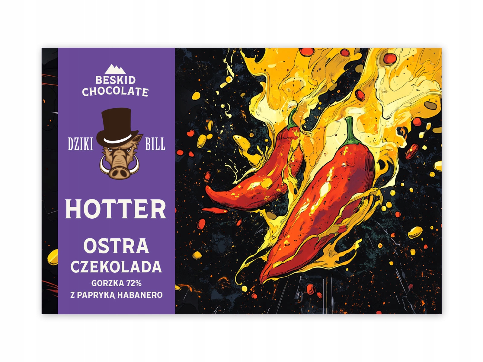 2x Hořká ČOKOLÁDA72%HOTTER s paprikou habanero Divoký Bill Beskid Chocolate