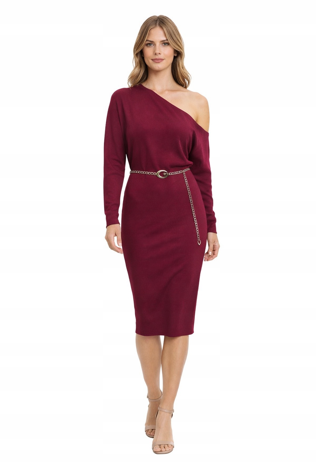 Guess Bordó Šaty S Asymetrickým Výstřihem S A4C