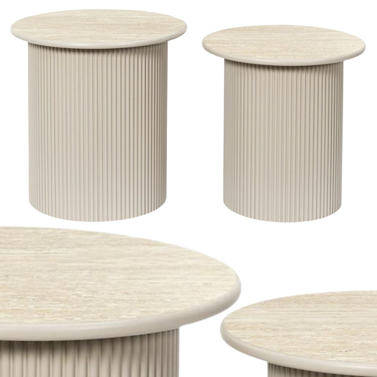 Set Konferenčních Stolků, konferenční stolek, béžový, kulatý do obývacího pokoje, Moderní