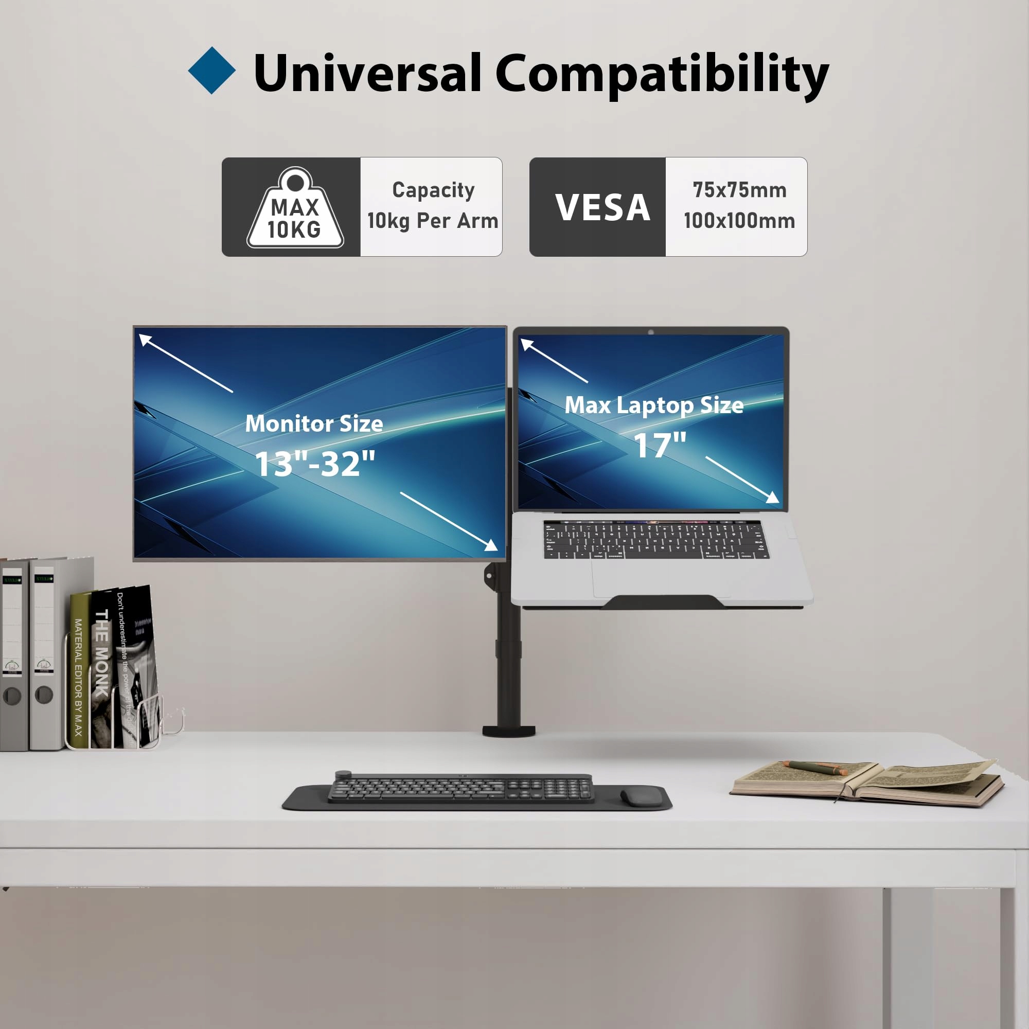 BONTEC UCHWYT Z RAMIENIEM DO 13-32 CALOWYCYCH MONITORÓW LAPTOPÓW LCD LED — miniatura 2