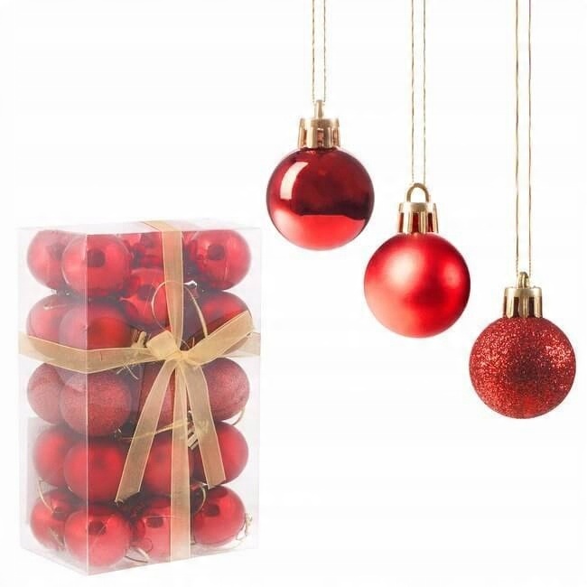

Malutkie czerwone bombki choinkowe 30 szt. 3 cm