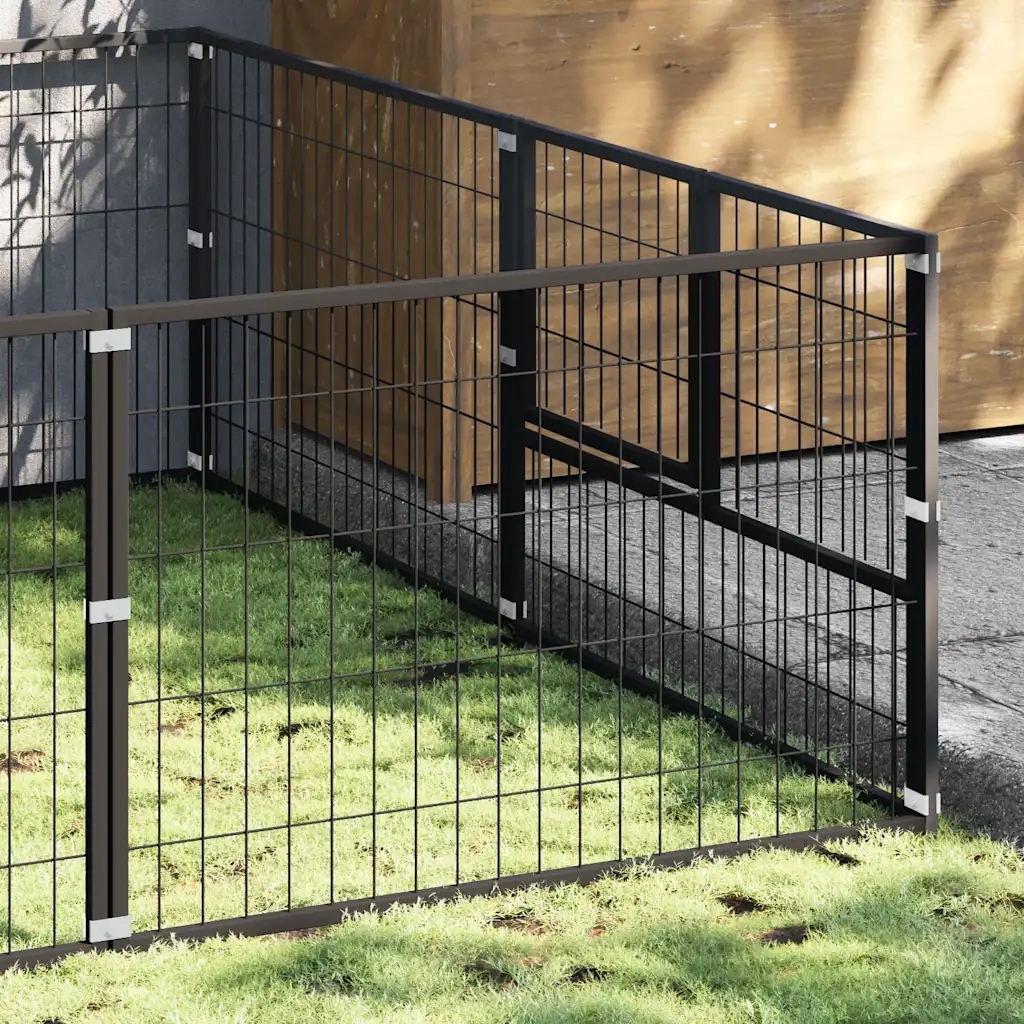 Kotec pro psa, černá, 14 m², ocelová
