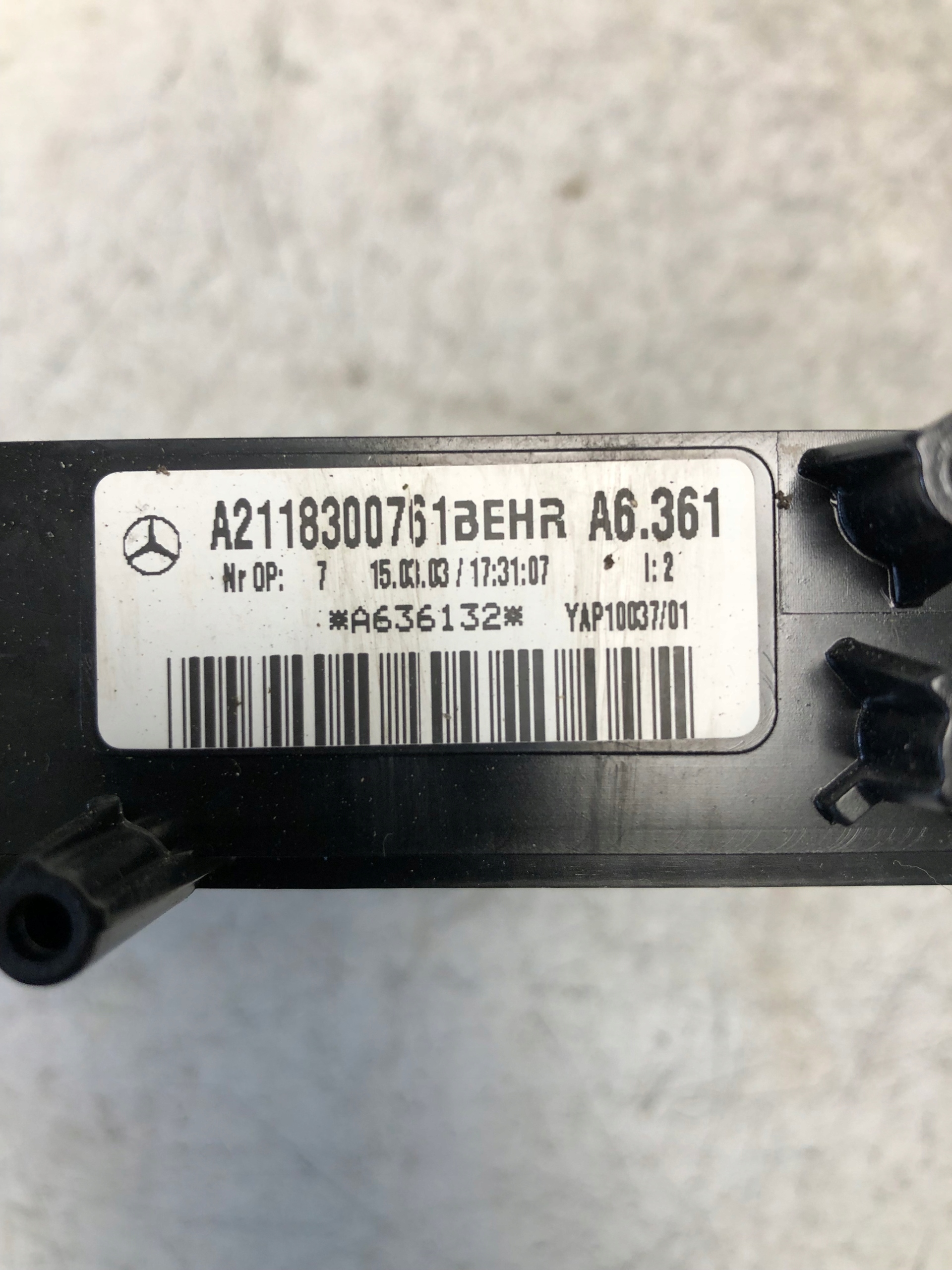 heater electrical MERCEDES W211 A2118300761