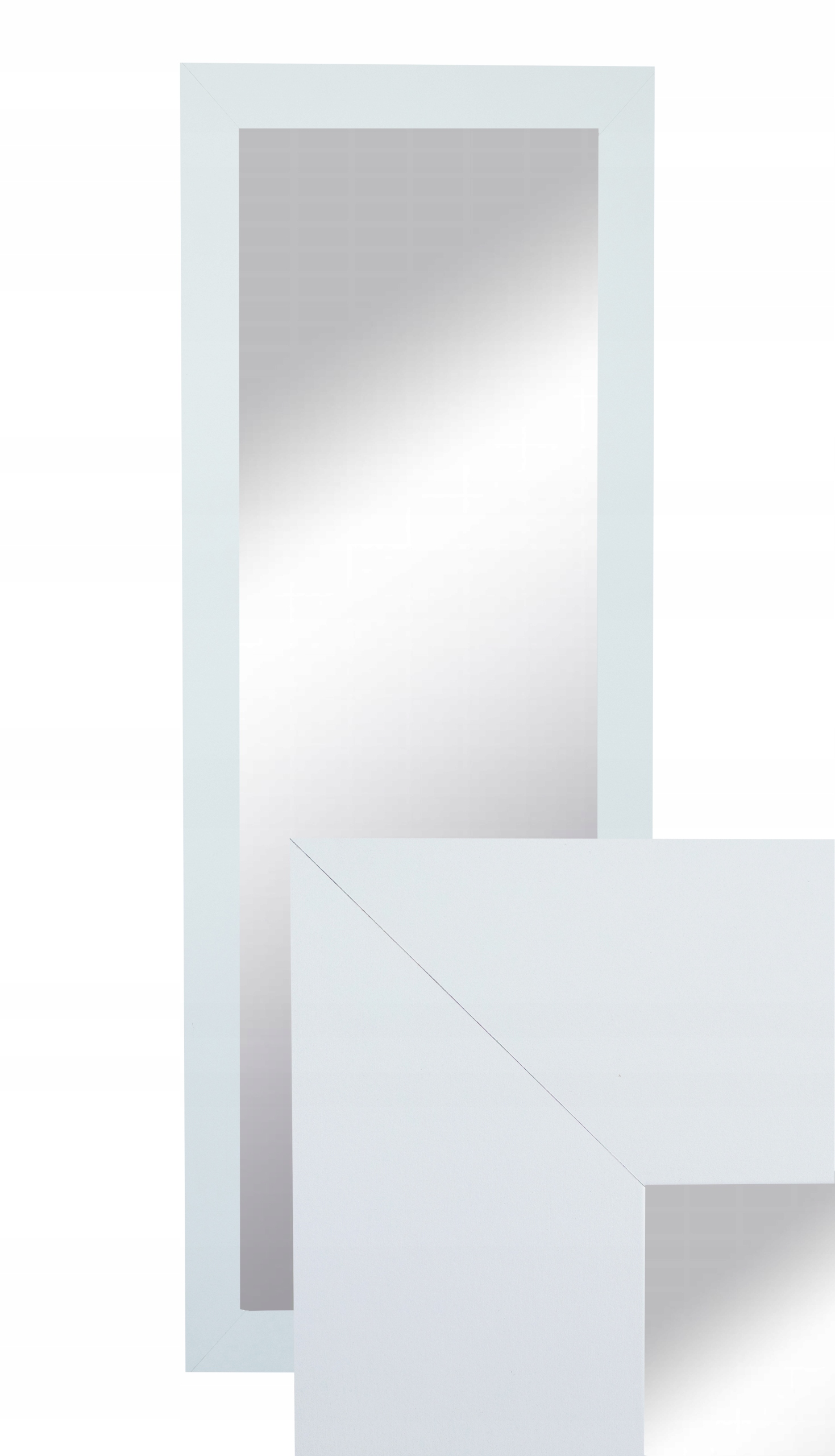 

Lustro wiszące w ramie białe 150x50 do salonu duże