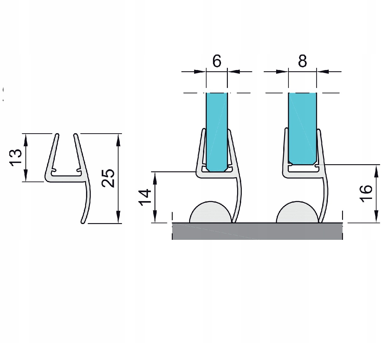USZCZELKA DRZWI SZKLANYCH 6-8MM L2.5M PLASTIK Marka RAPDACH