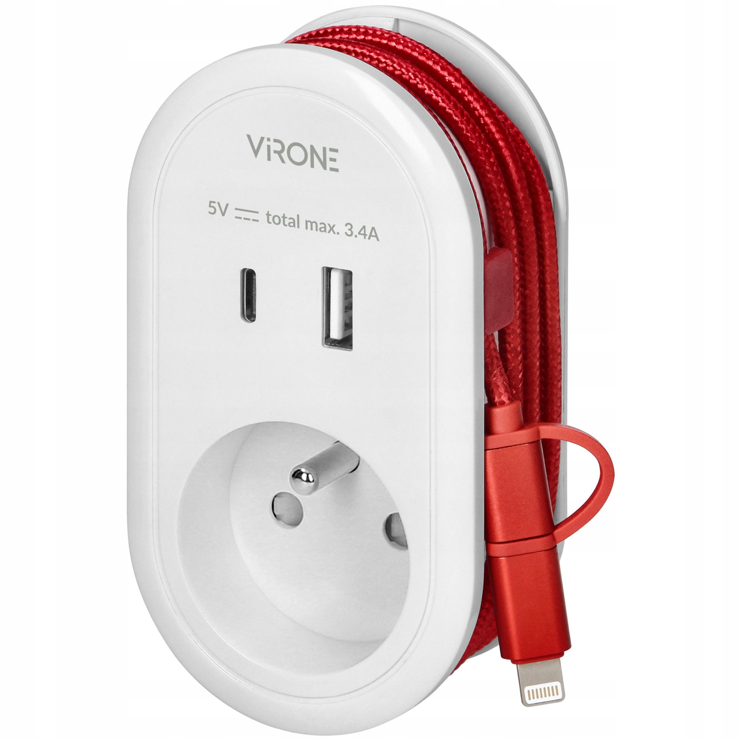 Ładowarka 3w1 USB + USB C + Kabel Lightning IPHONE Producent Virone