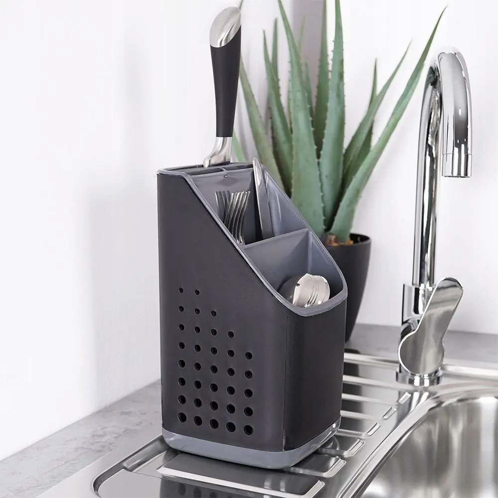 Ociekacz na Sztućce Czarny Stojak Koszyk Pojemnik Długość 14 cm