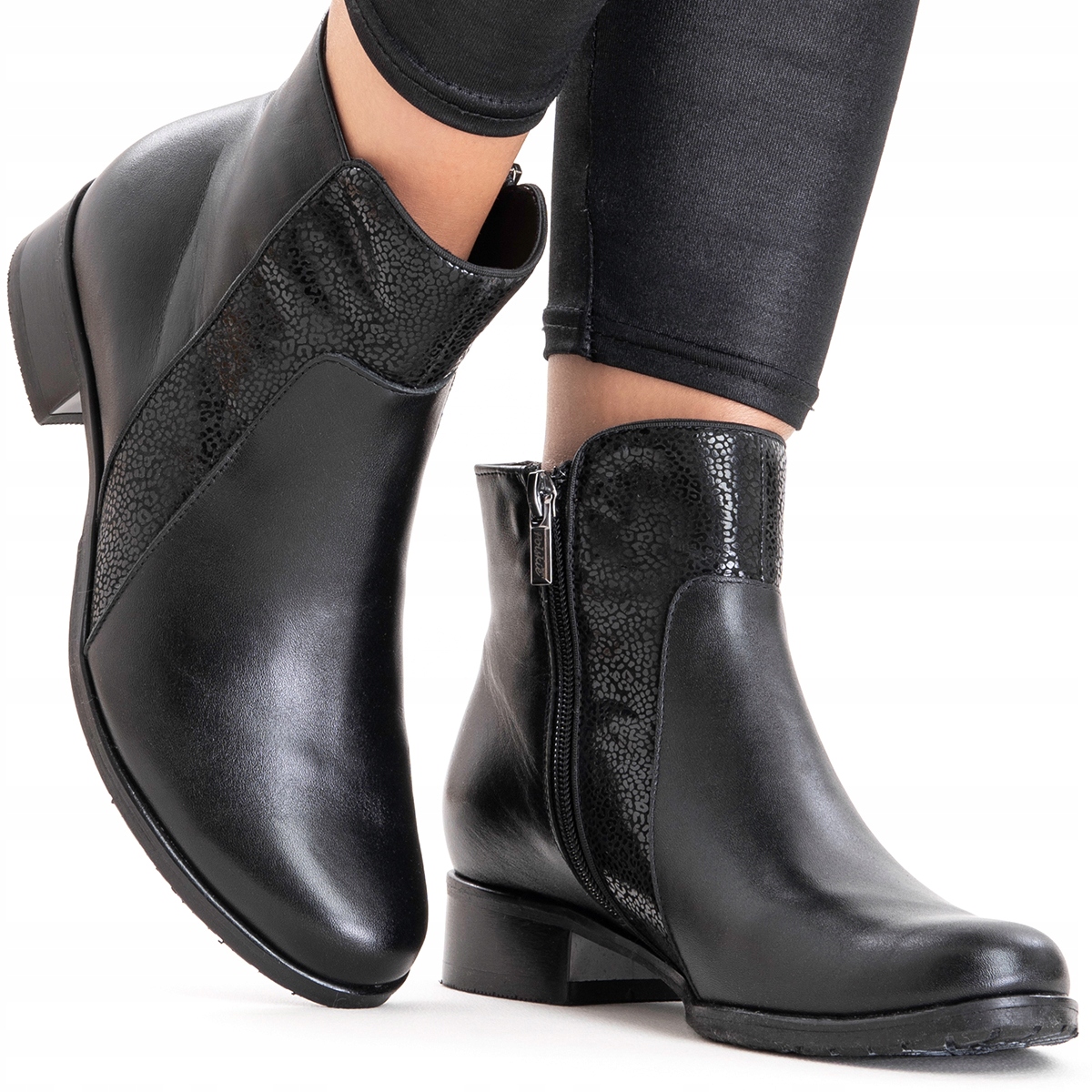 Kotníkové Boty krátké Zateplené módní Klasické černé Zip Wojtyłko 36