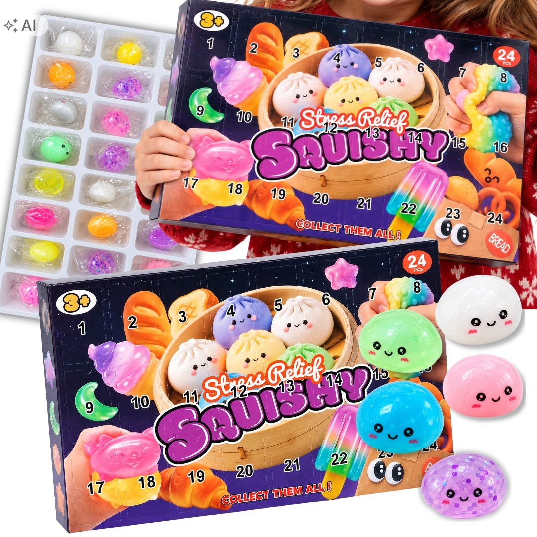 Адвент-календарь Stylizer Squishy Mystery, 24 цветные мялки-кубики — фото 2