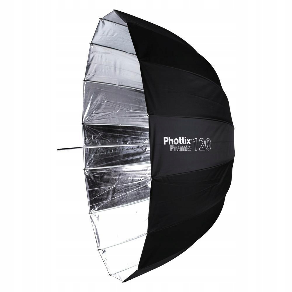 Phottix Premio 120 cm parasol fotograficzny srebrny dyfuzor biały