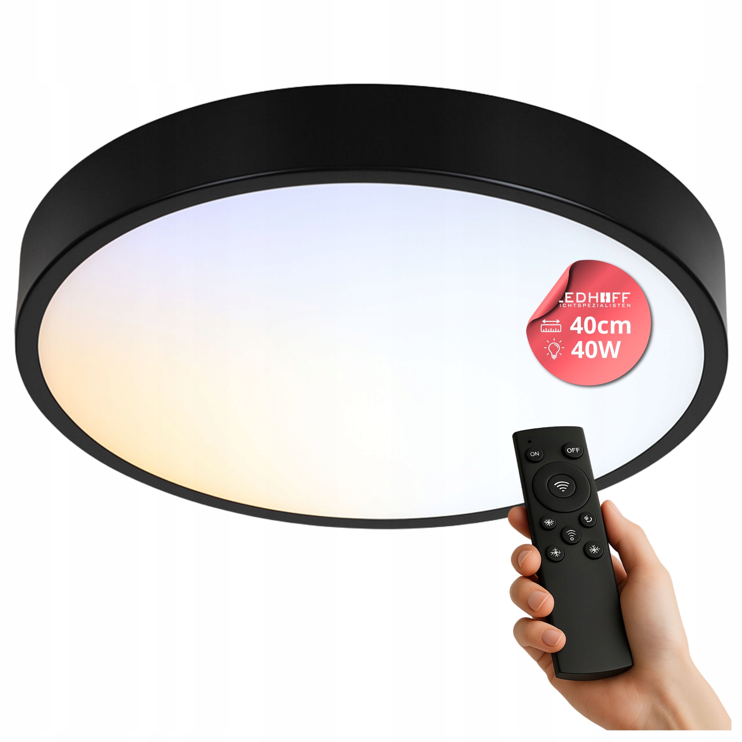 stropní svítidlo Led Stropní Svítidlo Černá se Stmívačem 3 barvy světla 40 cm Dálkový Ovladač