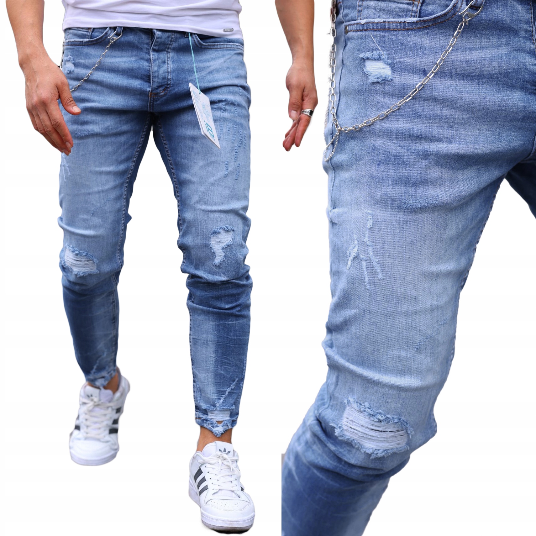 

Spodnie Jeansy Skinny Przecierane Przetarcia