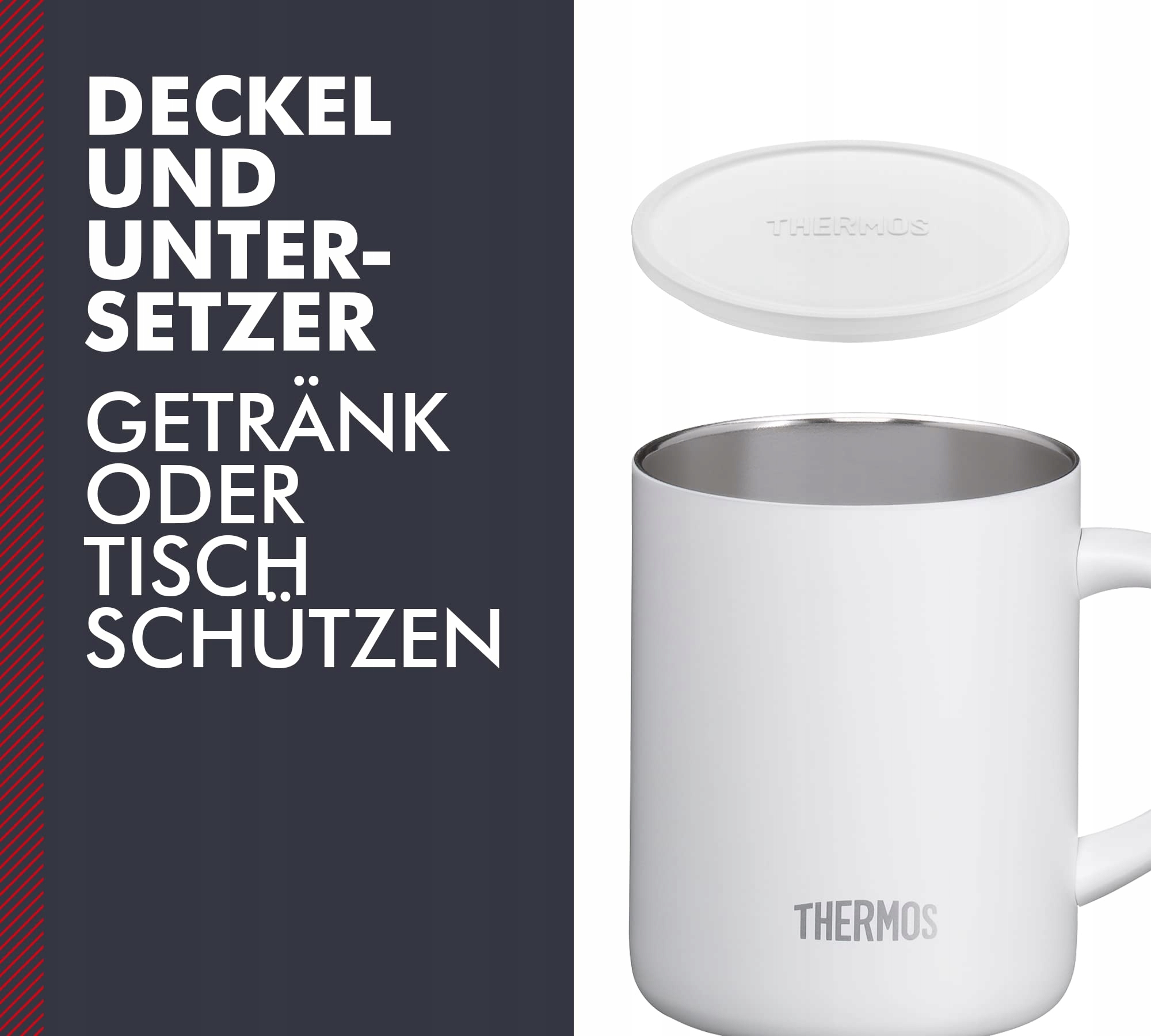 THERMOS Kubek Longlife 0,35l Biały Stalowy Z Pokrywką Na Kawę Camping — miniatura 4