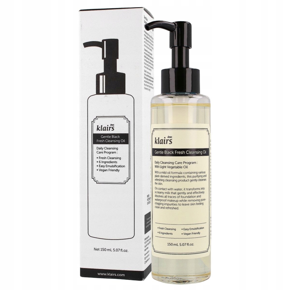 Klairs Gentle Black Fresh Cleansing Oil 150 ml – lehký odličovací olej