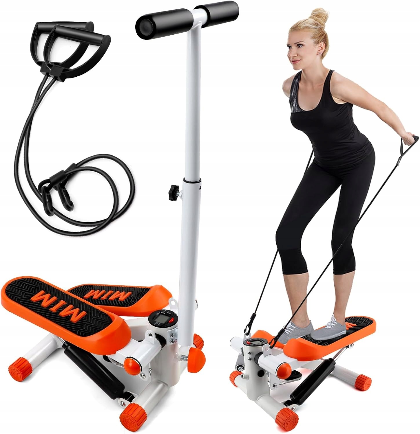 Cichy stepper hydrauliczny do ćwiczeń uchwyt ekspandery wyświetlacz 200kg