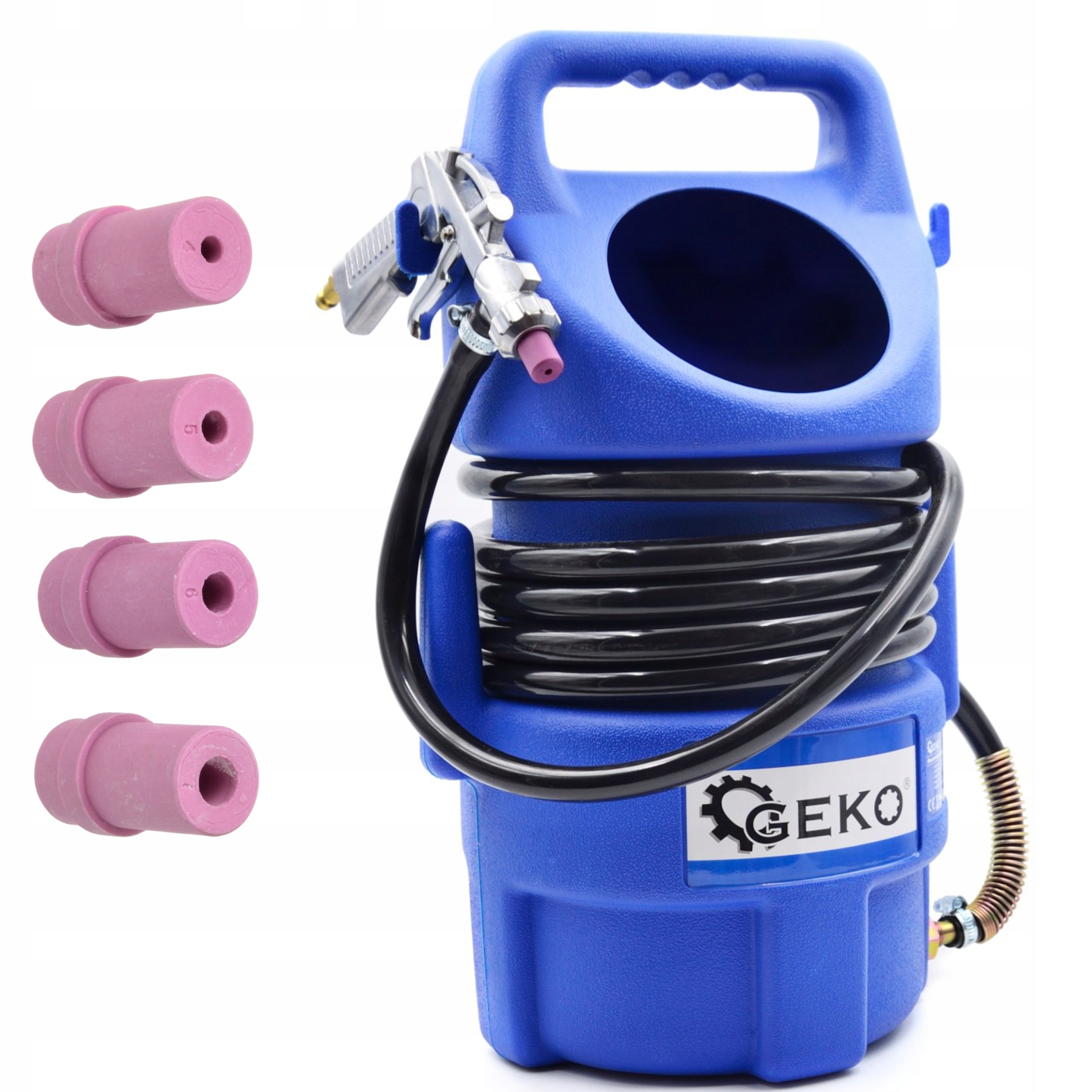 PIASKARKA SYFONOWA 10L PISTOLET 4 DYSZE DO PIASKOWANIA + ZESTAW 4 DYSZ