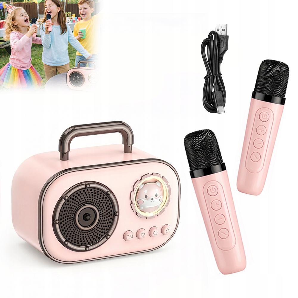 Bezdrátový Karaoke Set S Bluetooth Reproduktorem 2 Mikrofony Pro Děti