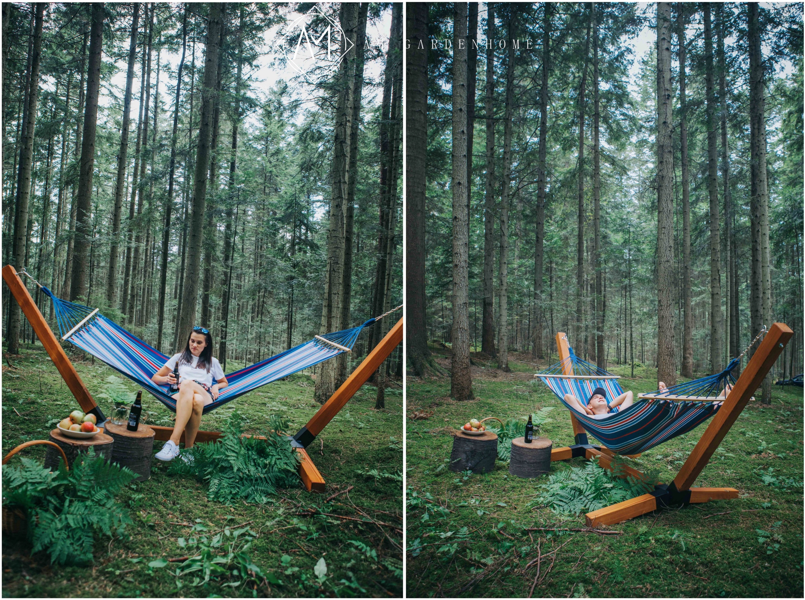 STELAŻ + HAMAK Z DRĄŻKIEM KOMPLETNY ZESTAW LEŻAK PREMIUM MASYWNY XL 10x10cm Długość całkowita 350 cm