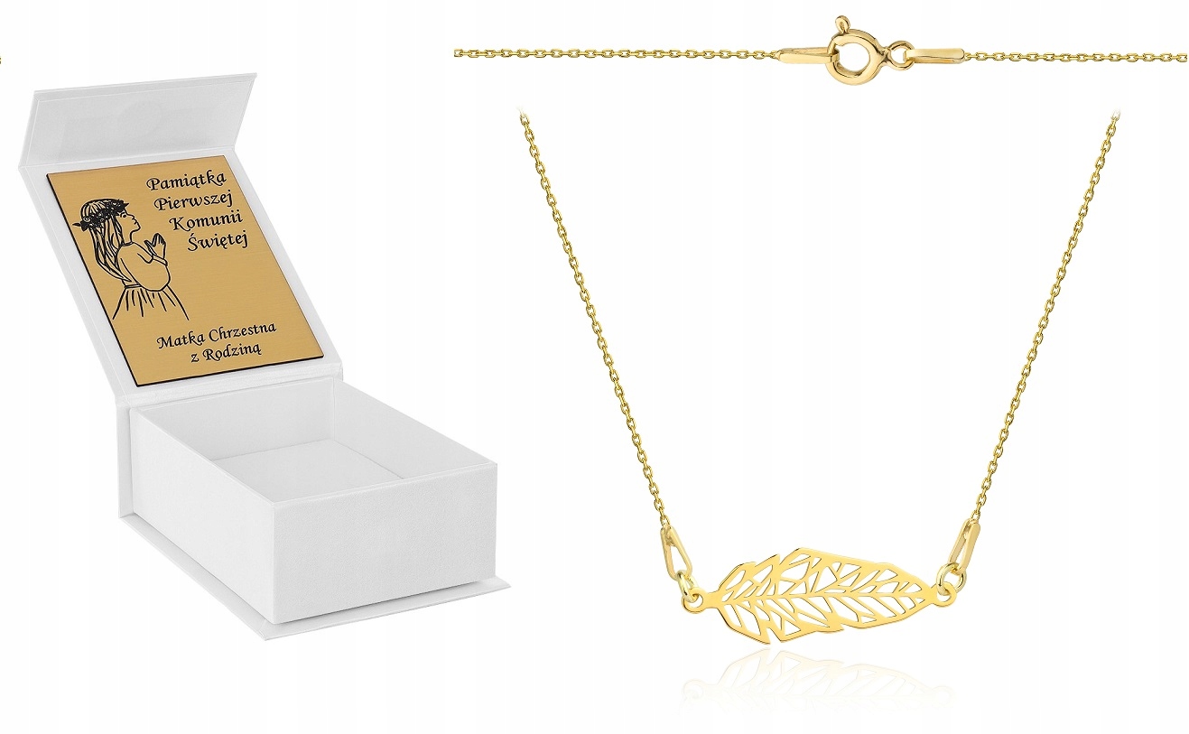 Zlatý náhrdelník Pírko origami stříbro 925