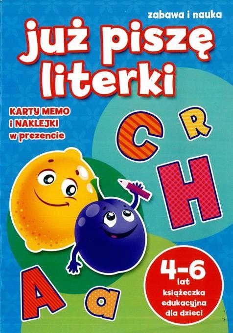 JUŻ PISZĘ LITERKI nr 18 + naklejki + karty MEMO