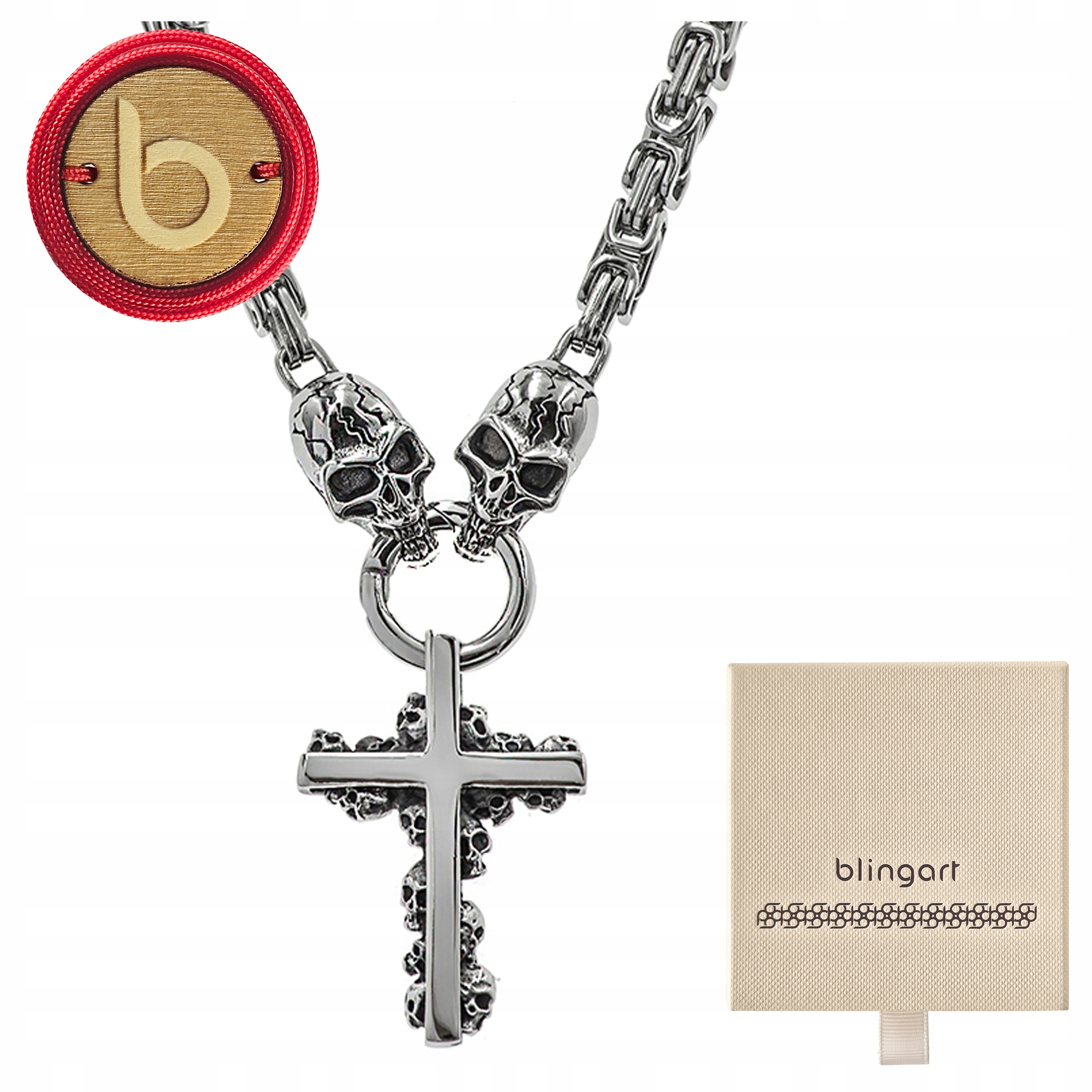 Pánský náhrdelník s křížem ocel chirurgická vazba královský gravírování Blingart