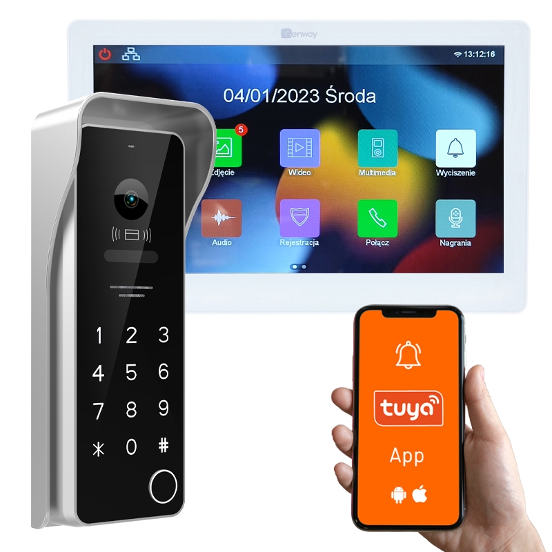 Genway F-S9V13-2W wideodomofon 7" WiFi Tuya 2 żyłowy