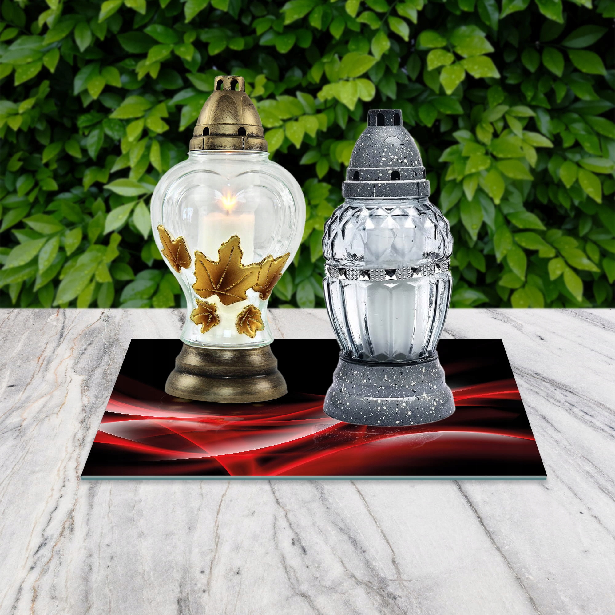 SZKLANA PODSTAWKA POD ZNICZE 35x35cm Fale 126g Marka inna