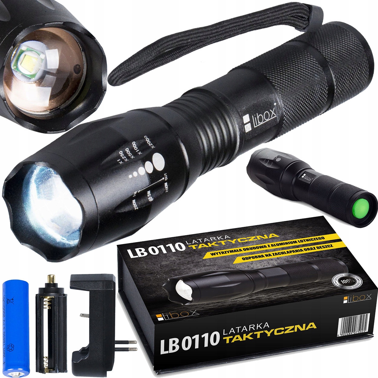 

Latarka Taktyczna Led Cree Zoom XML T6 Wodoodporna