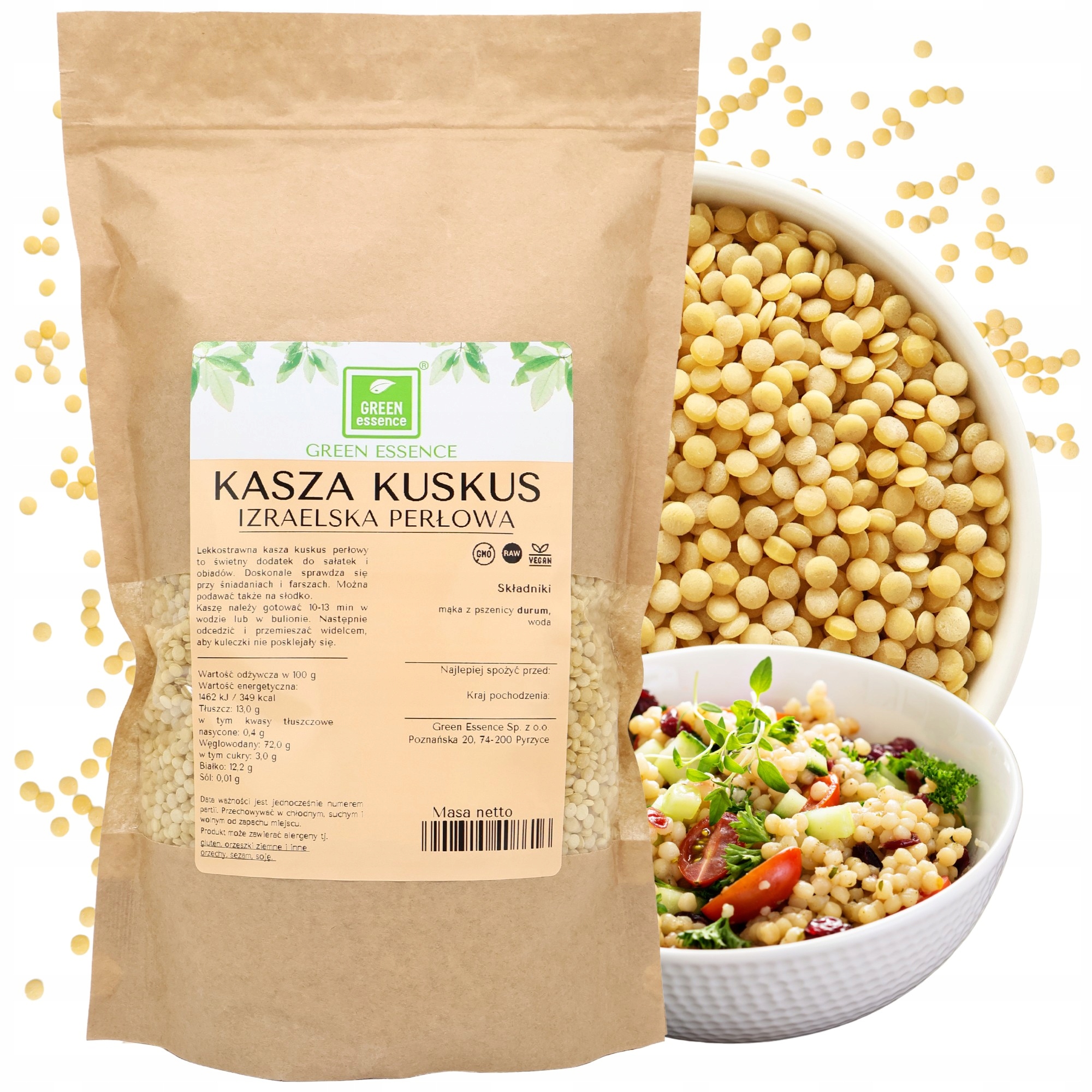 3x Green Essence Kaše kuskus perleťová 1 kg místo těstovin hrubý kuksus