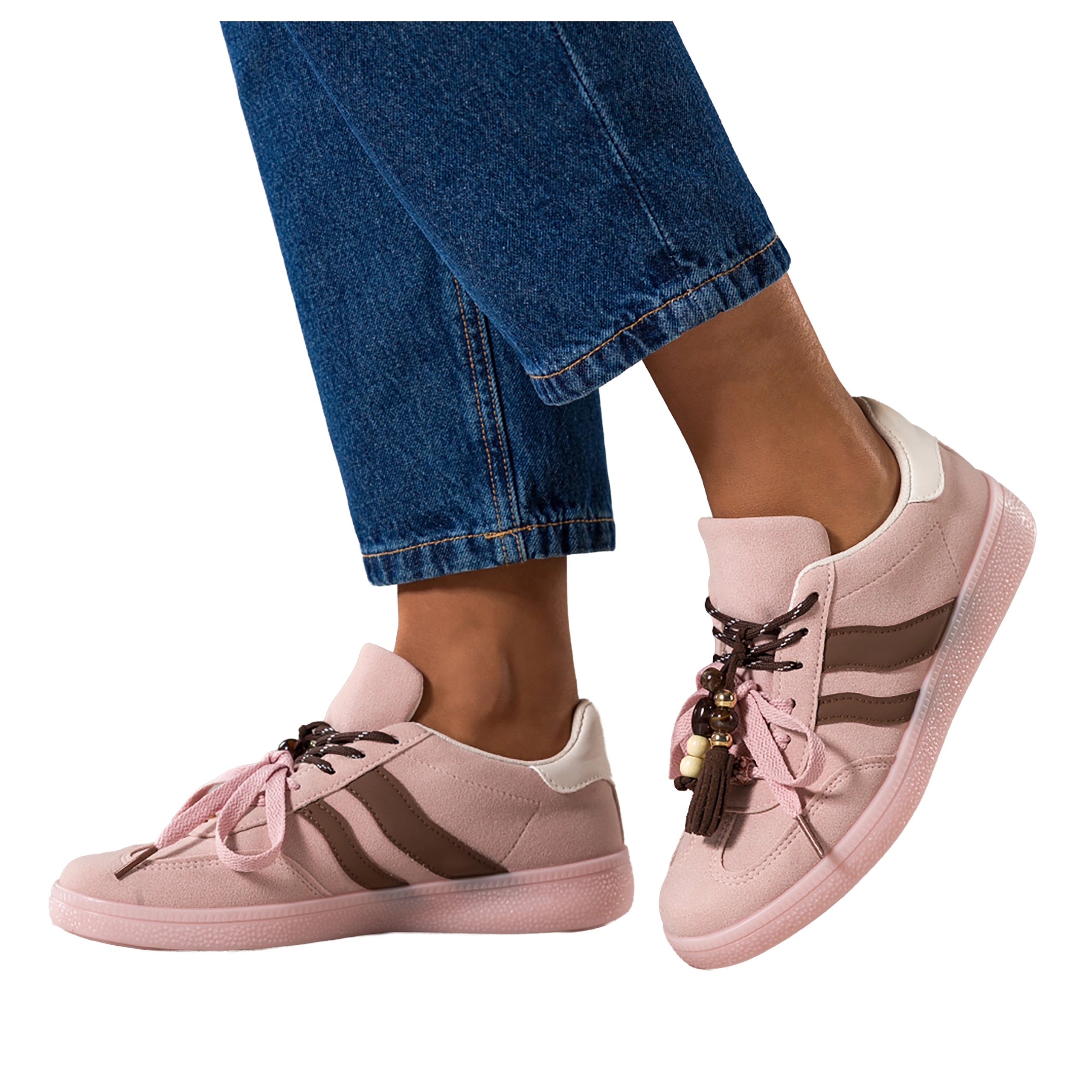 Dámské tenisky Růžové Sportovní Šněrovací Odnímatelné Ozdoba Pohodlné vel. 37