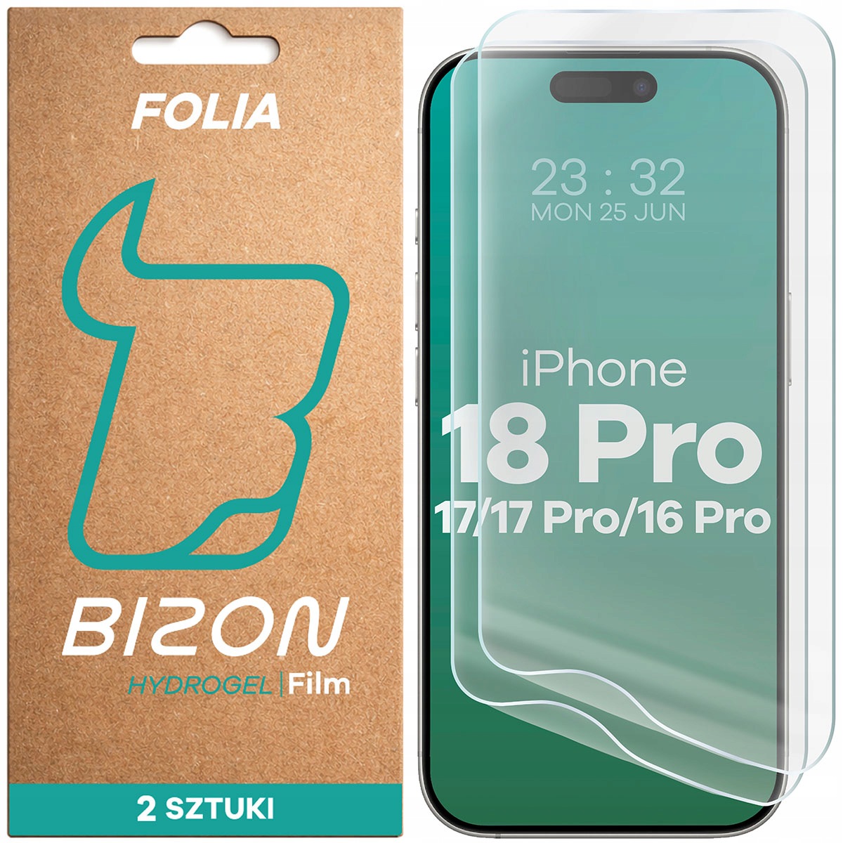 Bizon Hydrogel Front Duo do iPhone 16 Pro/17/17 Pro 2 sztuki