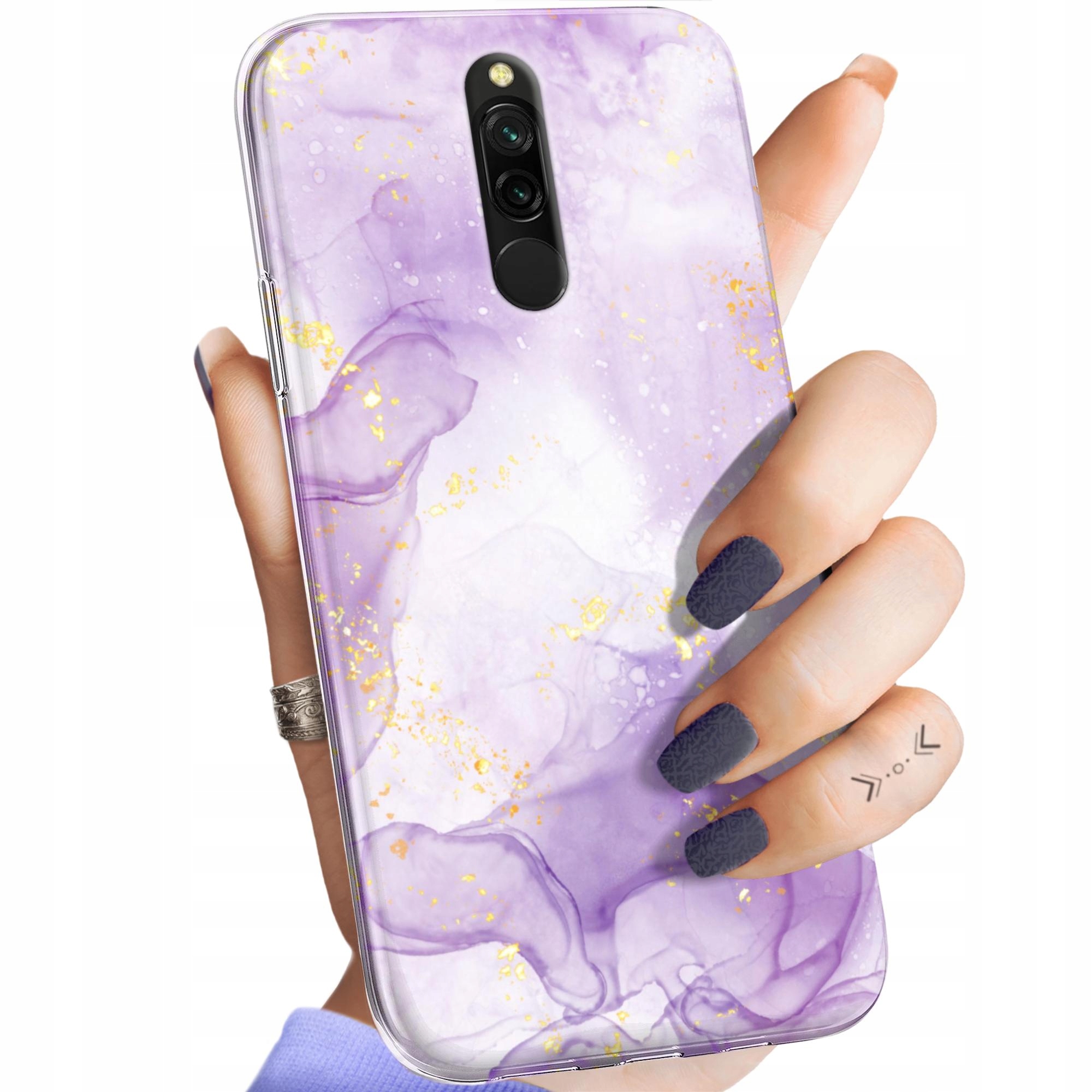 ETUI DO XIAOMI REDMI 8 WZORY FIOLETOWE FIOLET KSZTAŁTY OBUDOWA POKROWIEC
