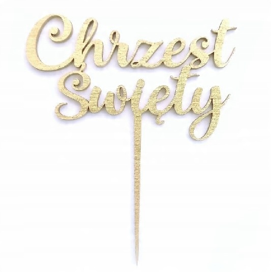 

Chrzest Święty topper na tort napis Złoty 10cm