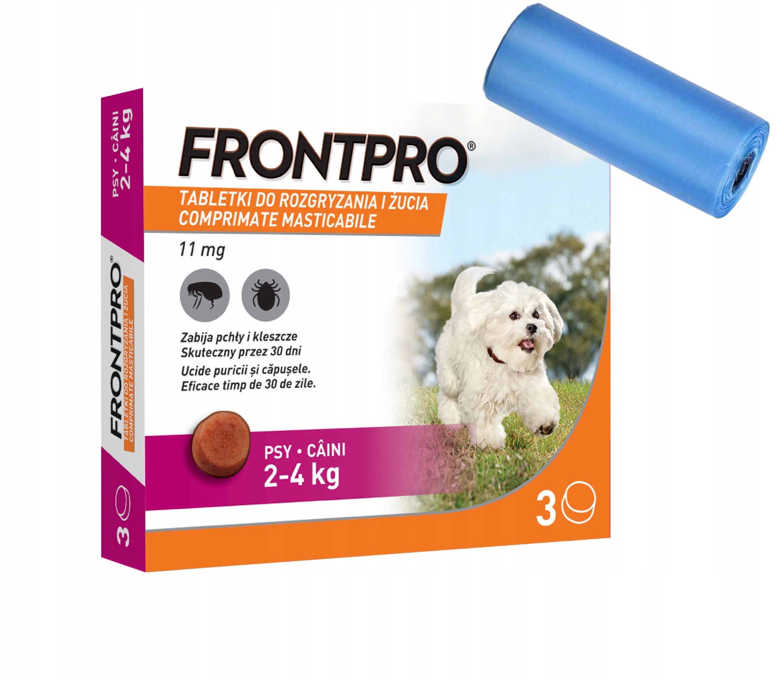 Frontpro Tabletki 3 sztuki rozmiar S dla psa 2-4 kg woreczki gratis!