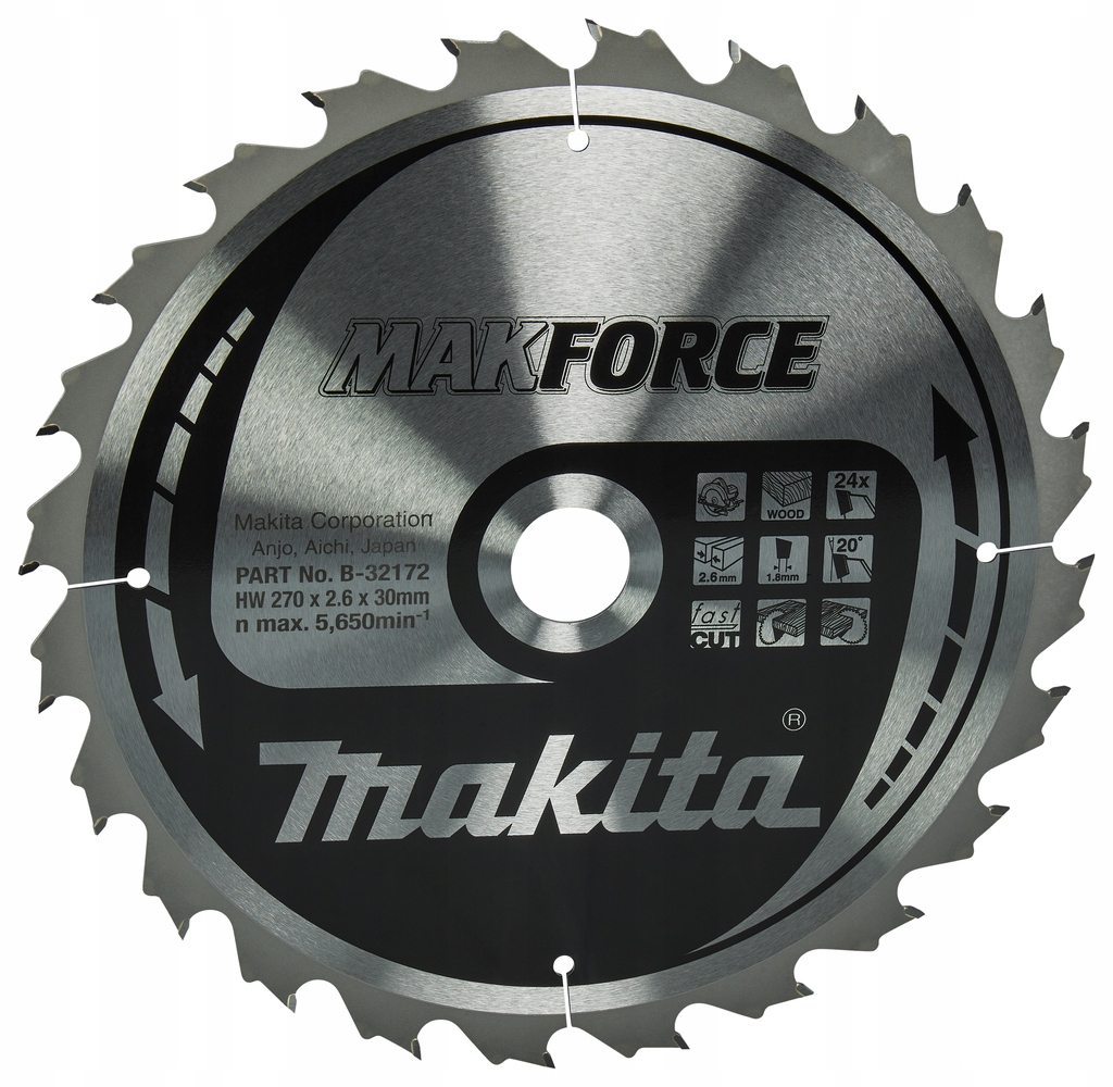 Makita kotouč pilový dřevo Makforce 270x2.6x30 mm 24 zubů B-32172