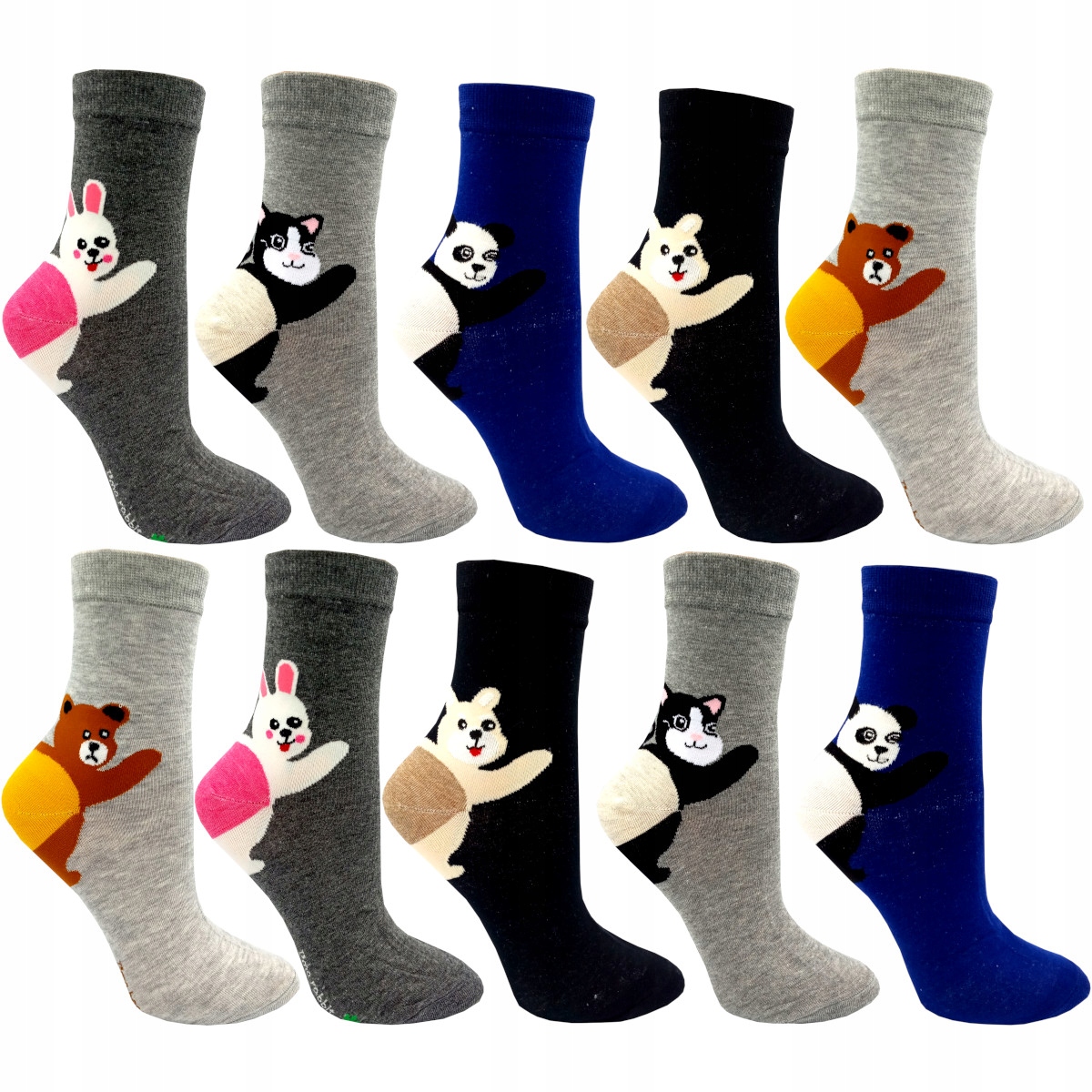 

Skarpety Damskie Wysokie Bawełna Misie 10 Pak