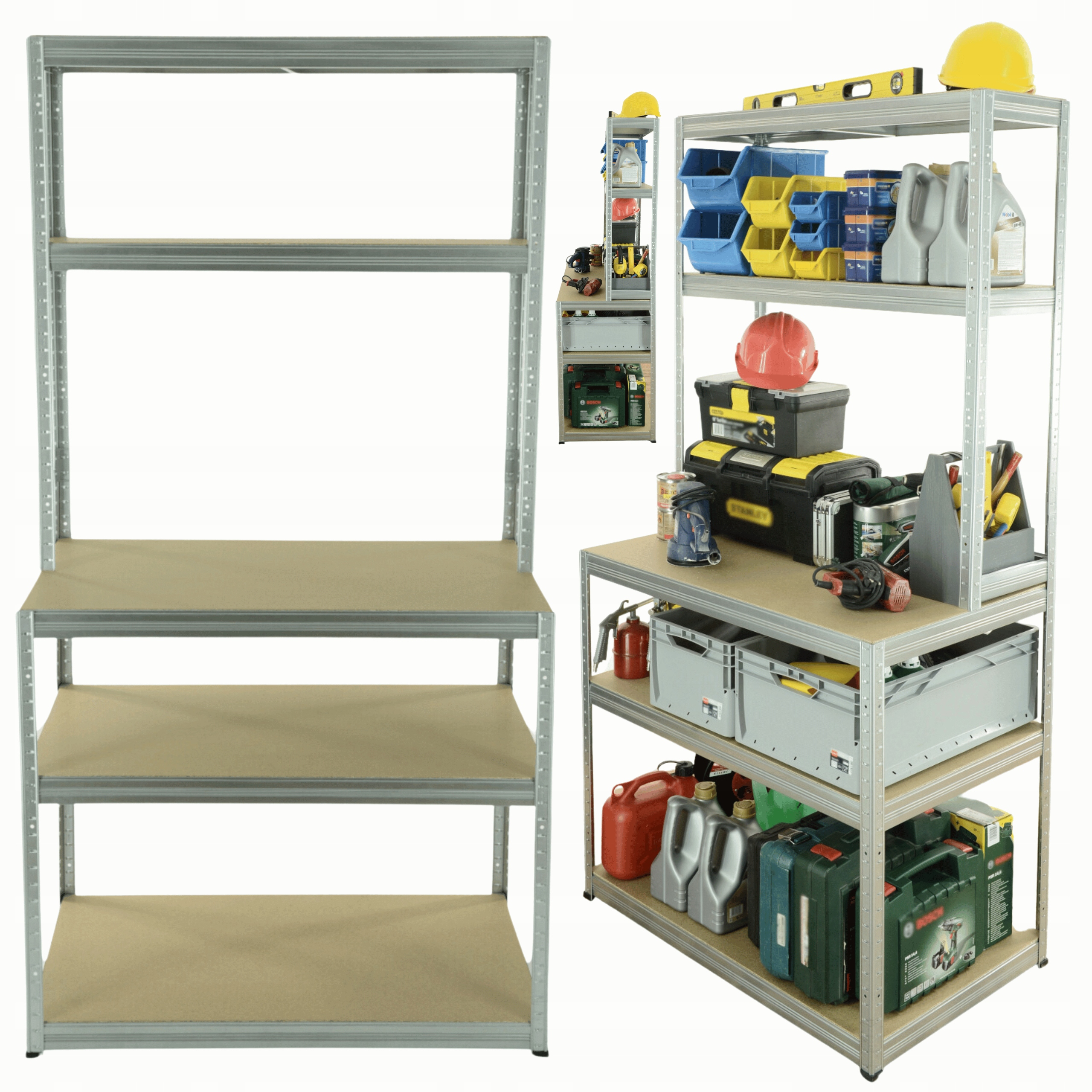 Dielenský regál kovový pracovný stôl 196x110x60 s nastaviteľnými policami 275 kg