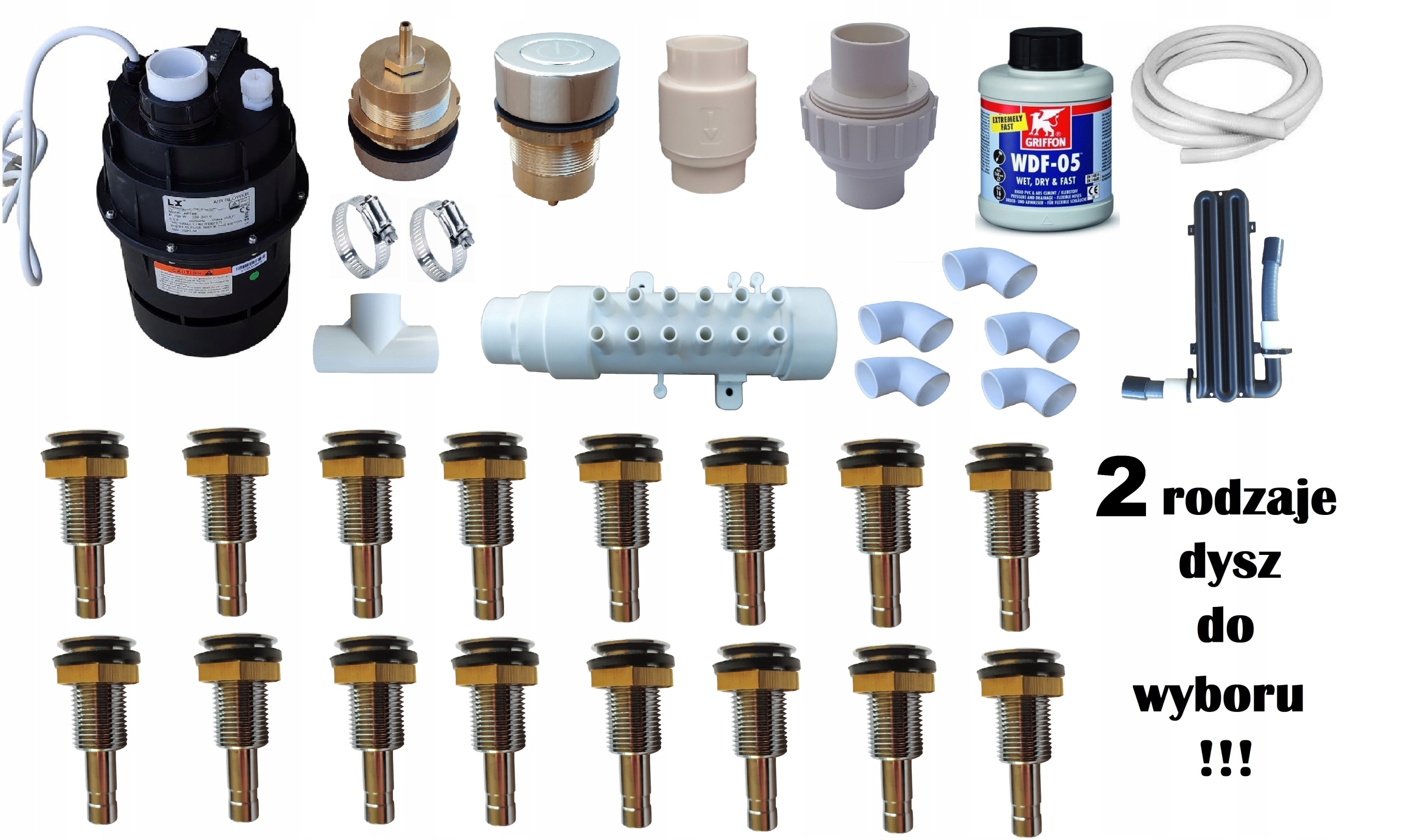 Sada pro montáž aeromasáže balii 16 vzduchových trysek pumpa blower 700W