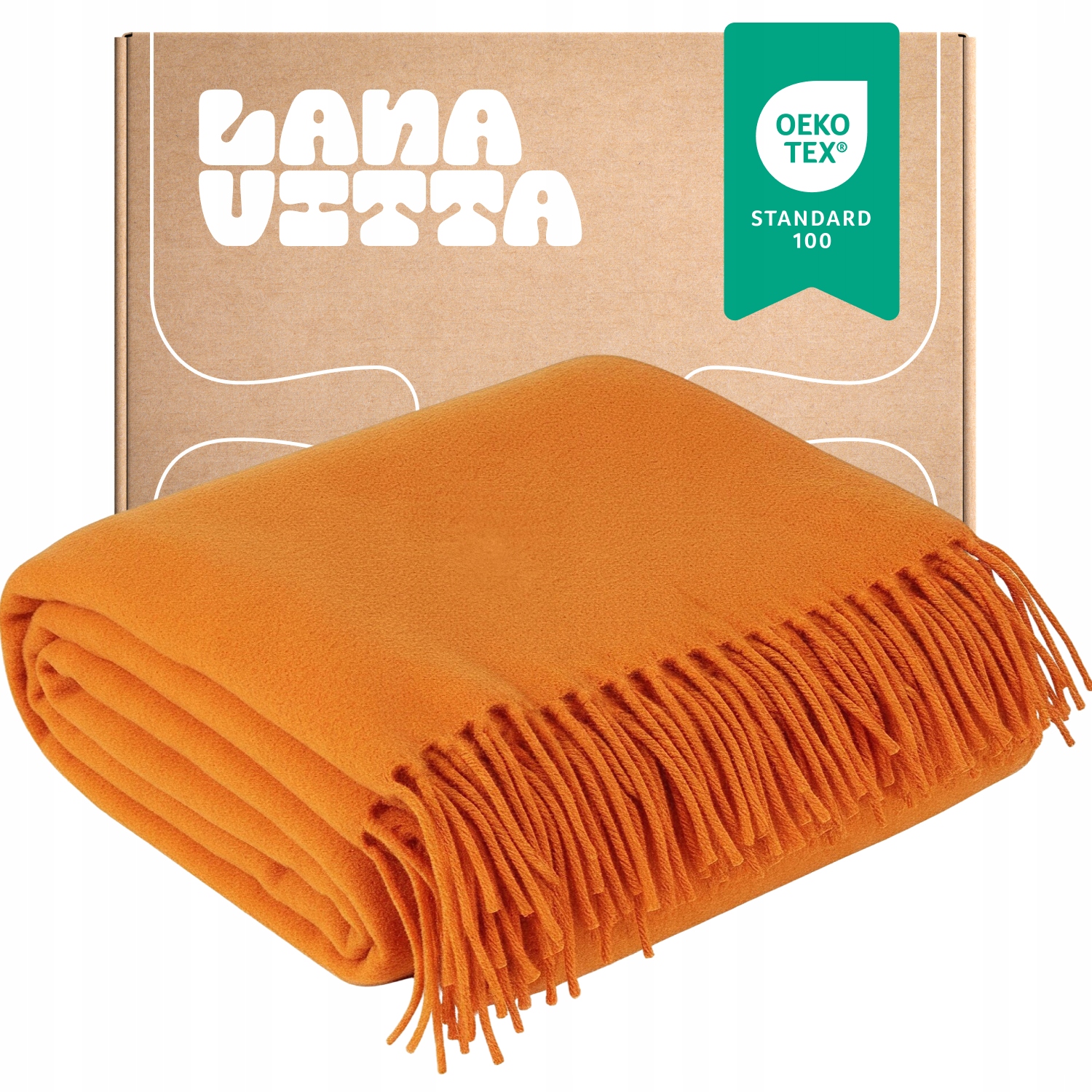 Vlněná deka Oven 100% Novozélandská vlna Oranžová 140х200 cm