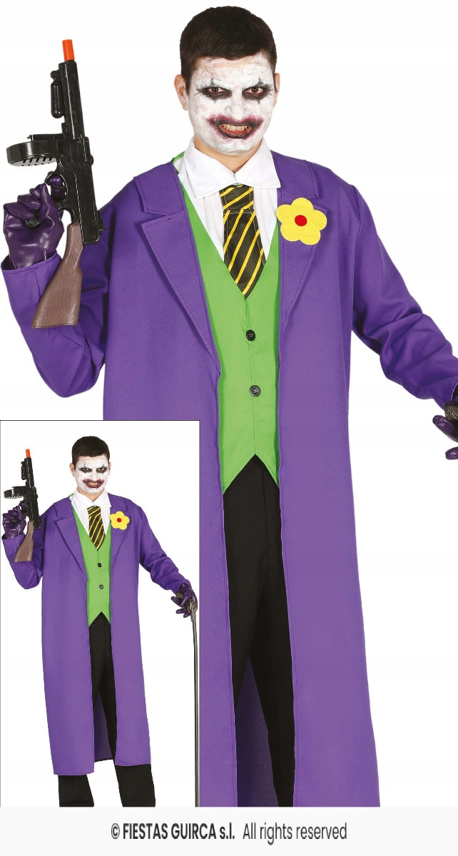 Kostým Joker Kabát Převlek Superhrdina Kostým Klaun Halloween M